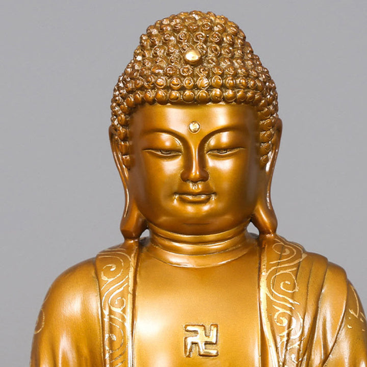 Buddha Stones Amitabha Sakyamuni Medizin Buddha Figur Compassion Metall Kupfer Statue Heimdekoration