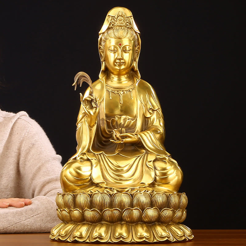 Buddha Stones Kwan Yin Avalokitesvara, der eine Weidenflasche hält, Harmonie Messingkupferstatue, Heimdekoration - image 17