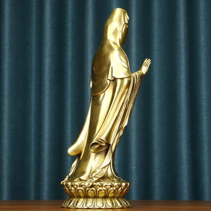 Buddha Stones Kwan Yin Avalokitesvara hält das Dharma-Rad Reichtum Messing Kupfer Statue Dekoration - image 17