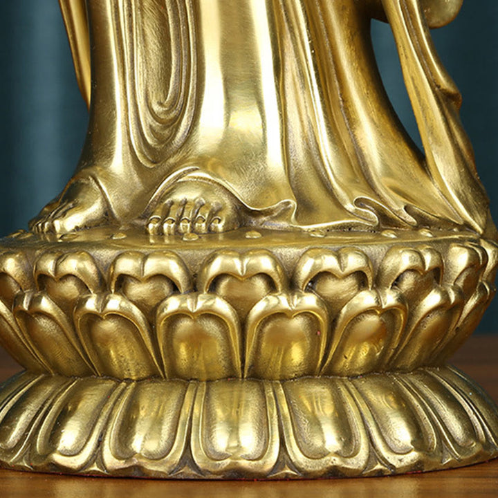 Buddha Stones Kwan Yin Avalokitesvara hält das Dharma-Rad Reichtum Messing Kupfer Statue Dekoration - image 15