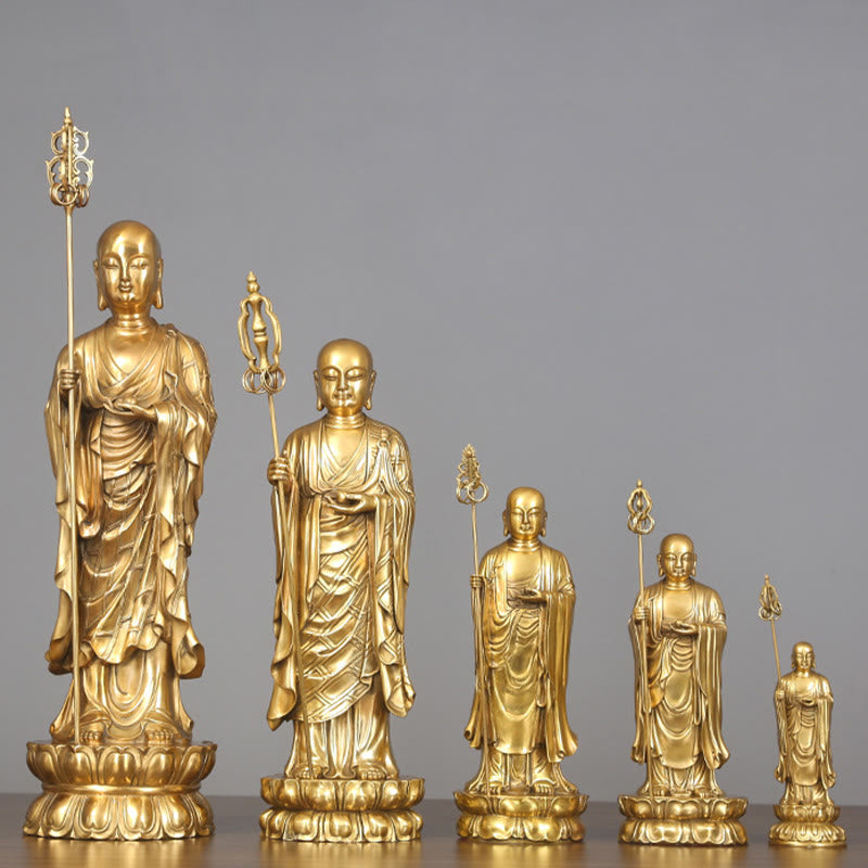 Buddha Stones Ksitigarbha Bodhisattva Figurine Mitgefühl Kupferstatue Hausopfer Dekoration