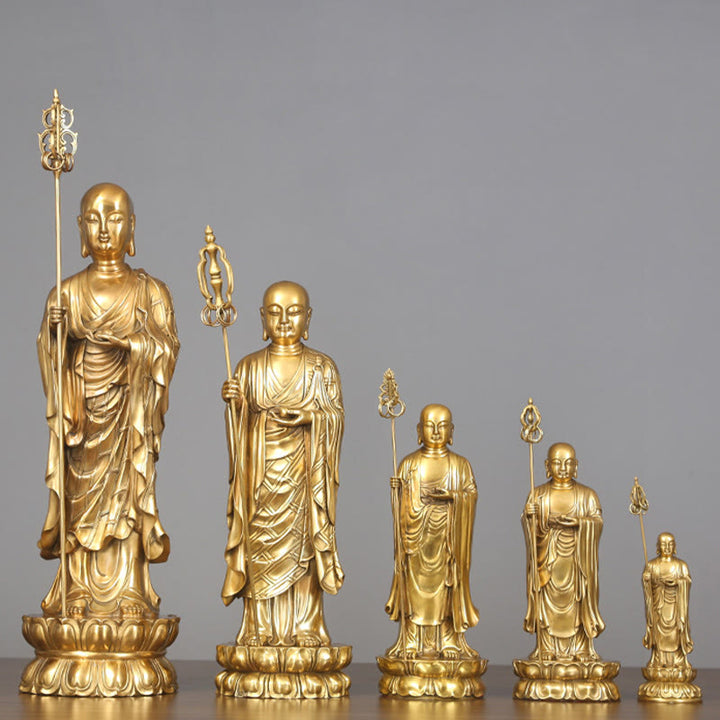 Buddha Stones Ksitigarbha Bodhisattva Figurine Mitgefühl Kupferstatue Hausopfer Dekoration - image 1
