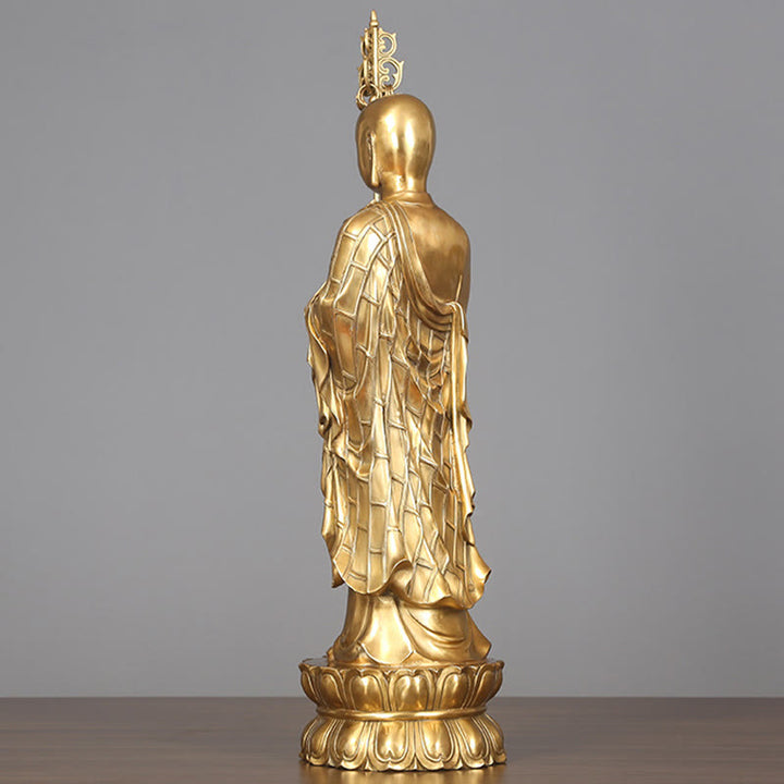 Buddha Stones Ksitigarbha Bodhisattva Figurine Mitgefühl Kupferstatue Hausopfer Dekoration