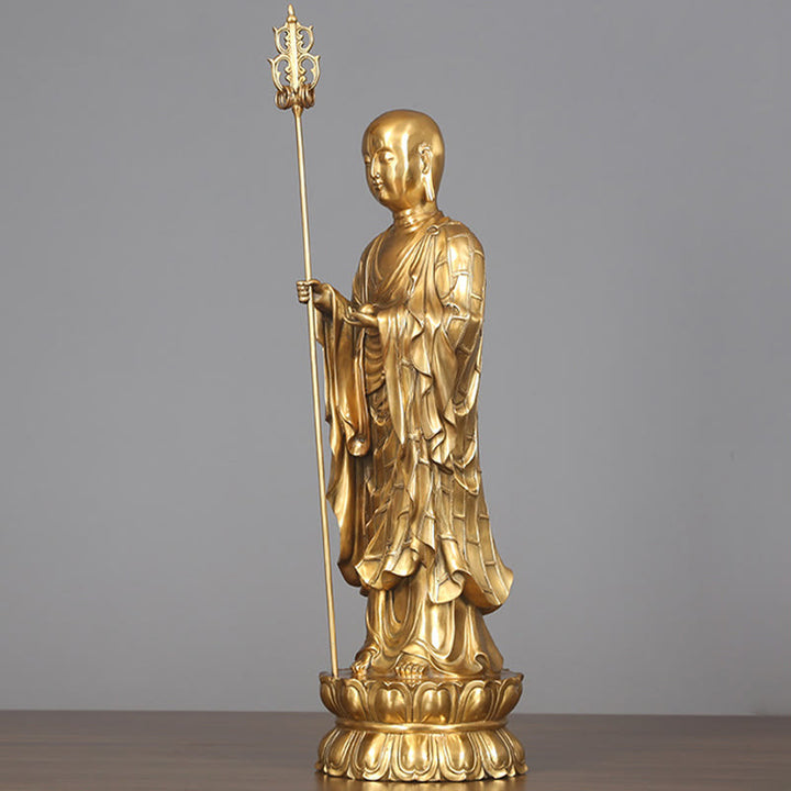 Buddha Stones Ksitigarbha Bodhisattva Figurine Mitgefühl Kupferstatue Hausopfer Dekoration - image 13