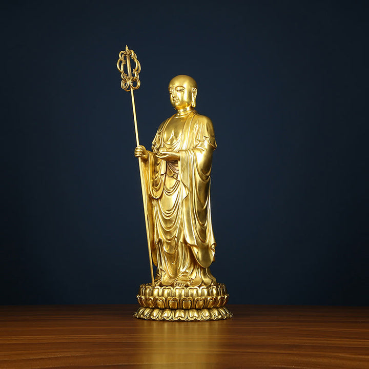 Buddha Stones Ksitigarbha Bodhisattva Figurine Mitgefühl Kupferstatue Hausopfer Dekoration - image 6