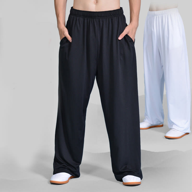 Buddha Stones Sommer Unisex Elastische Taille Tai Chi Qigong Übungshosen Mit Taschen - image 0