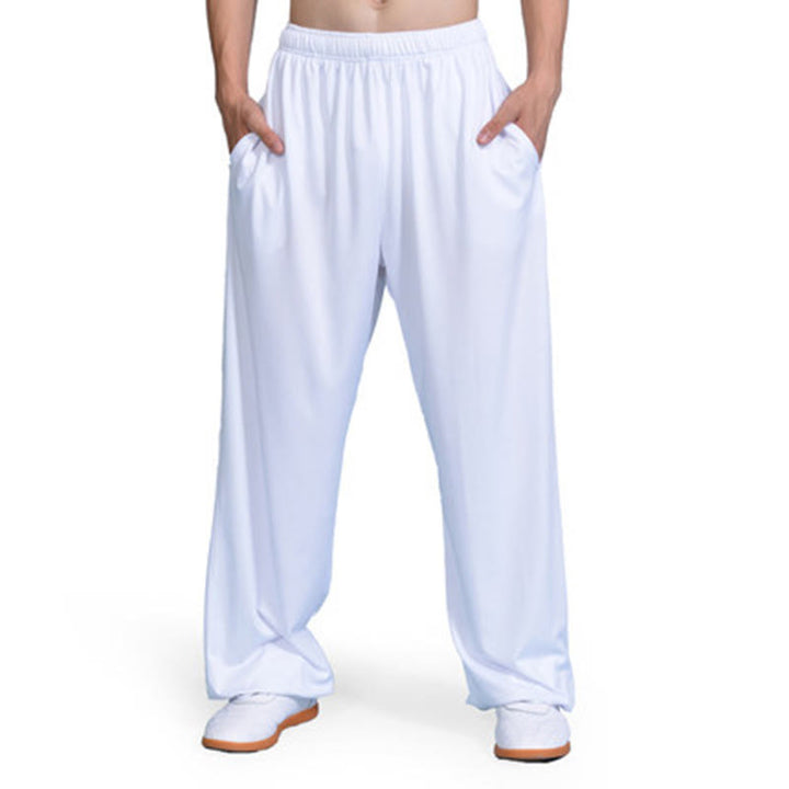 Buddha Stones Sommer Unisex Elastische Taille Tai Chi Qigong Übungshosen Mit Taschen - Weiß - 3XL-Passform für US/GB/AU/EU-2XL - image 7