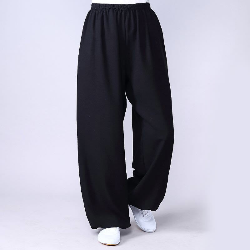 Buddha Stones Sommer elastische Taille Tai Chi Qigong Übung Baumwolle Leinen Unisex Hose