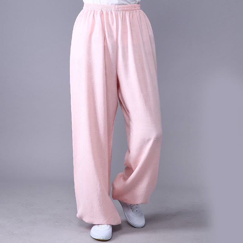 Buddha Stones Sommer elastische Taille Tai Chi Qigong Übung Baumwolle Leinen Unisex Hose - Lavendel-Rouge - 3XL-Passform für US/GB/AU/EU-2XL - image 16