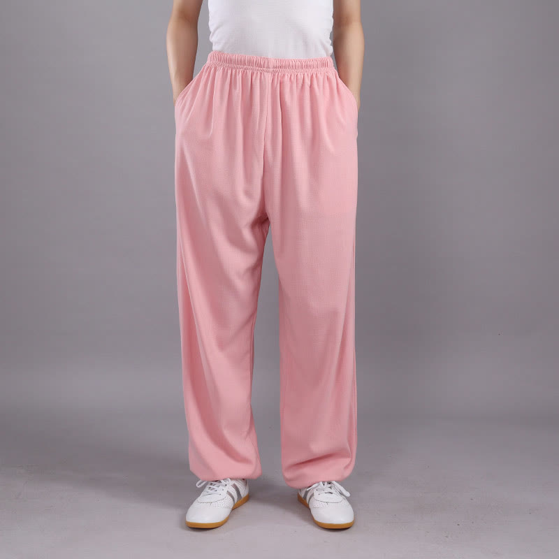 Buddha Stones Sommer Unisex Elastischer Bund Tai Chi Qigong Praxis Atmungsaktive Baumwolle Leinen Hosen mit Taschen - Rosa - 3XL– PASSEND FÜR US/ UK/ AU/ EU– 2XL - image 27