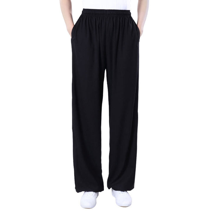 Buddha Stones Sommer Unisex Elastischer Bund Tai Chi Qigong Praxis Atmungsaktive Baumwolle Leinen Hosen mit Taschen - image 13