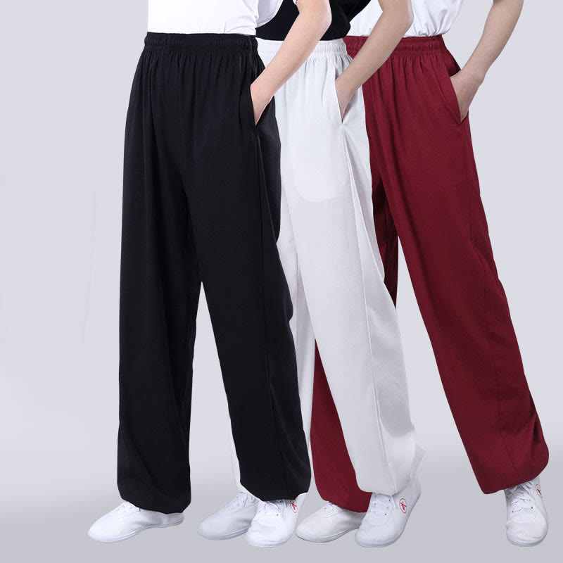 Buddha Stones Sommer Unisex Elastischer Bund Tai Chi Qigong Praxis Atmungsaktive Baumwolle Leinen Hosen mit Taschen - image 15