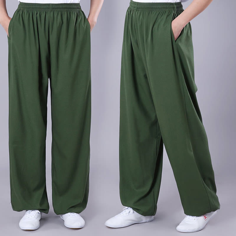 Buddha Stones Sommer Unisex Elastischer Bund Tai Chi Qigong Praxis Atmungsaktive Baumwolle Leinen Hosen mit Taschen - image 20