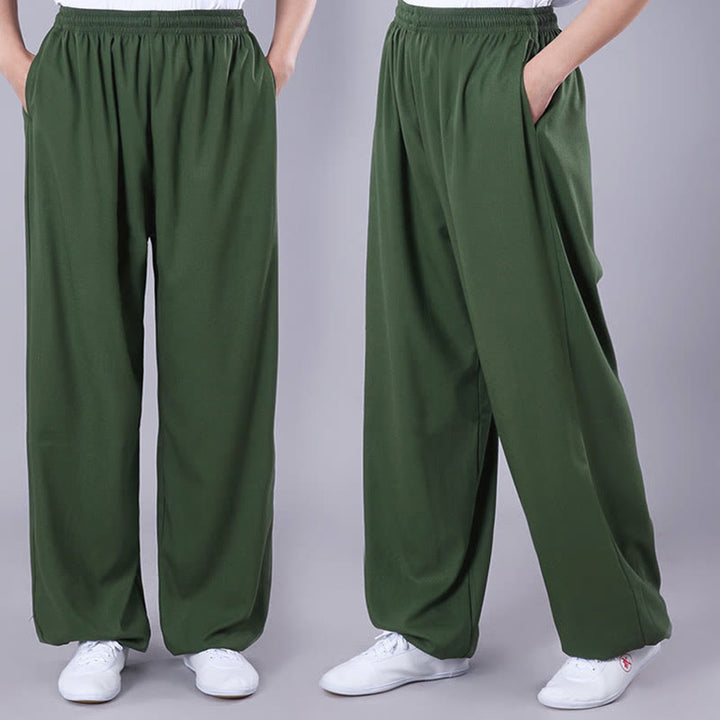 Buddha Stones Sommer Unisex Elastischer Bund Tai Chi Qigong Praxis Atmungsaktive Baumwolle Leinen Hosen mit Taschen - image 20