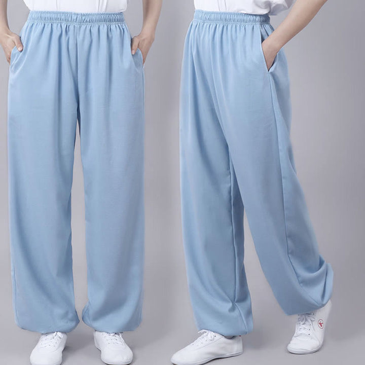 Buddha Stones Sommer Unisex Elastischer Bund Tai Chi Qigong Praxis Atmungsaktive Baumwolle Leinen Hosen mit Taschen - image 24