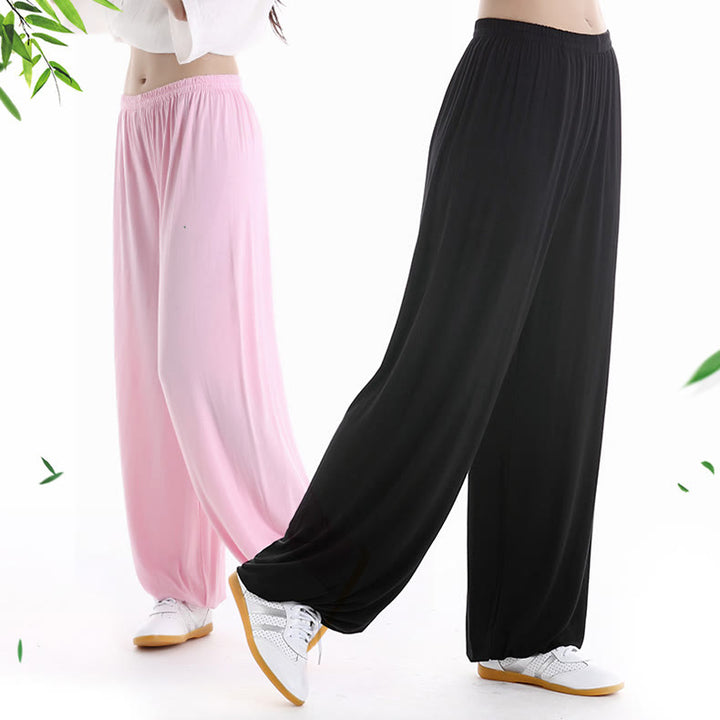 Buddha Stones Sommerhose mit elastischem Bund für Tai Chi und Qigong Übungen aus Modal für Unisex