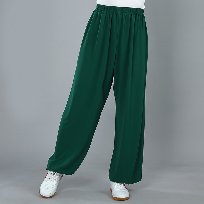 Buddha Stones Sommer Unisex Elastische Taille Tai Chi Kung Fu Qigong Übung Baumwolle Atmungsaktive Hosen Mit Taschen - Seegrün - 3XL– PASSEND FÜR US/ UK/ AU/ EU– 2XL - image 16