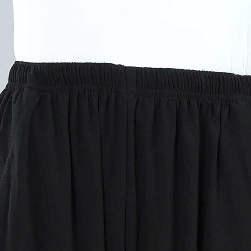 Buddha Stones Sommer Unisex Elastische Taille Tai Chi Kung Fu Qigong Übung Baumwolle Atmungsaktive Hosen Mit Taschen - image 8