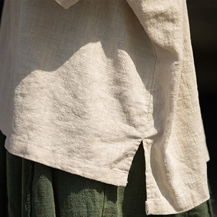 Buddha Stones Casuales Halbarm-Leinen-Baumwoll-T-Shirt - image 28