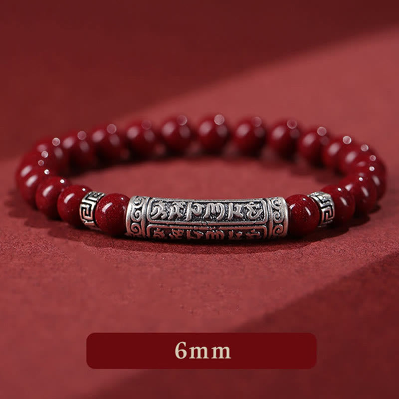 Buddha Stones Cinnabar 999 Sterlingsilber Sechs Wahre Worte Segnungsarmband - image 1