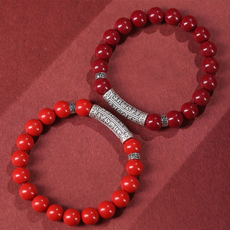 Buddha Stones Cinnabar 999 Sterlingsilber Sechs Wahre Worte Segnungsarmband - image 11