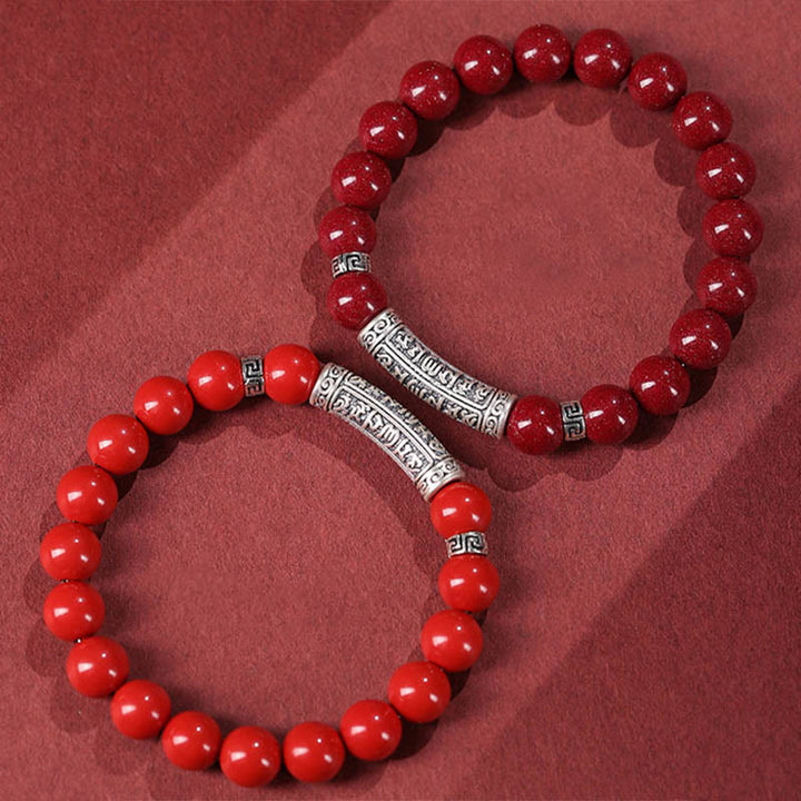 Buddha Stones Cinnabar 999 Sterlingsilber Sechs Wahre Worte Segnungsarmband - image 11
