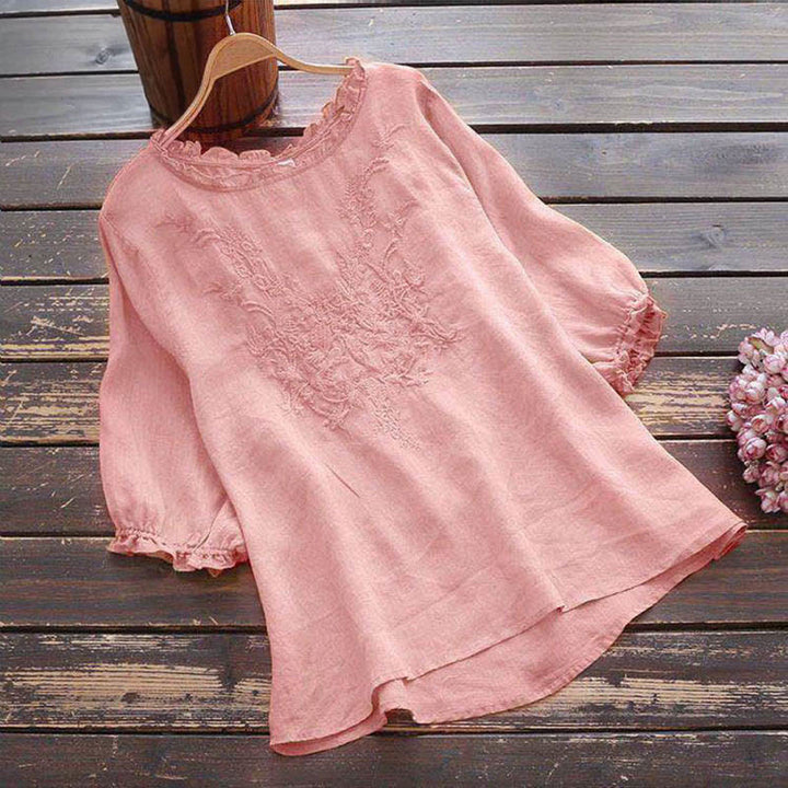 Buddha Stones Damen T-Shirt mit Blumenstickerei-Design, Rundhalsausschnitt - Hellrosa - US14, UK/AU18, EU46 (4XL) - image 14