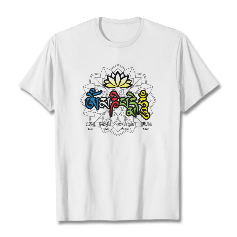 Buddha Stones Om Mani Padme Hum Lotus T-Shirt - Weiß - 2XL - image 7