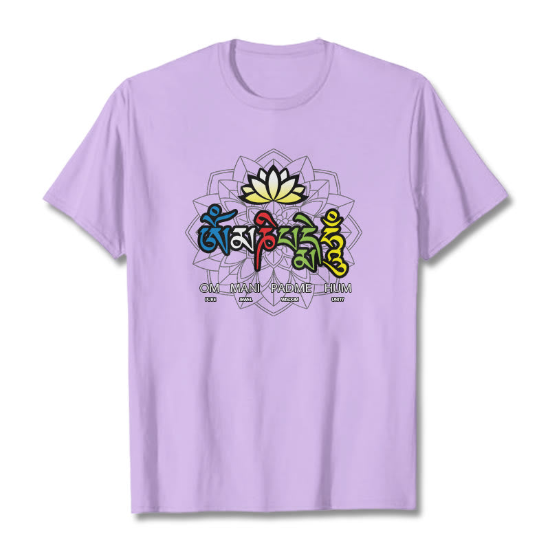 Buddha Stones Om Mani Padme Hum Lotus T-Shirt - Pflaume - 2XL - image 15