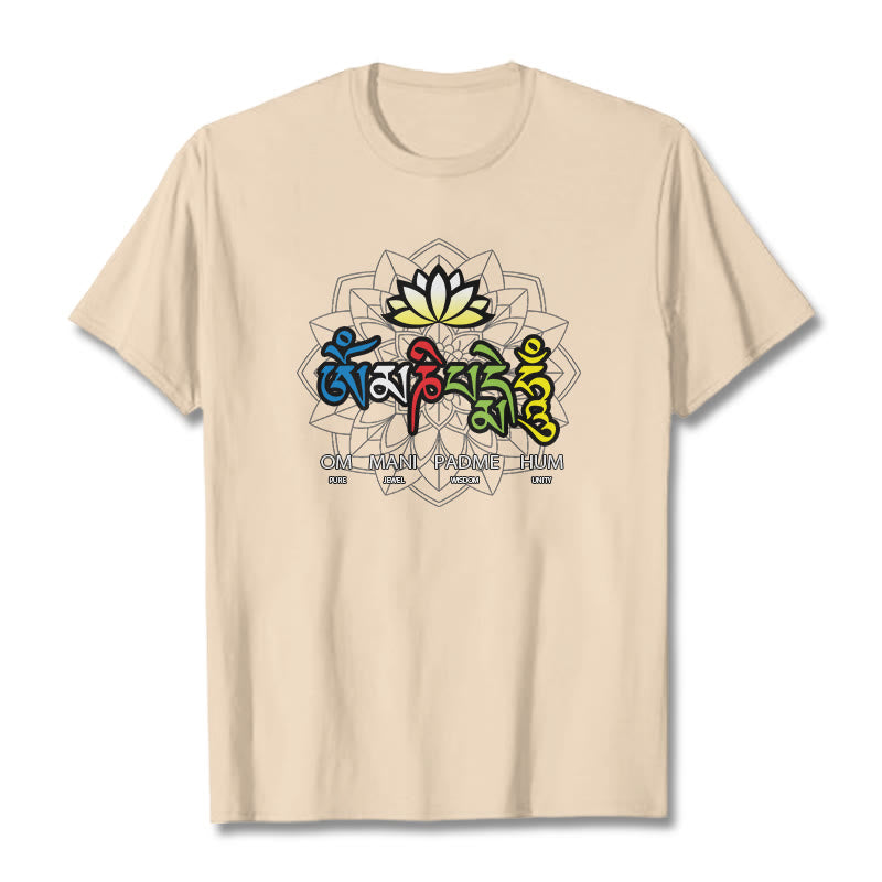 Buddha Stones Om Mani Padme Hum Lotus T-Shirt - Biskuit - 2XL - image 17