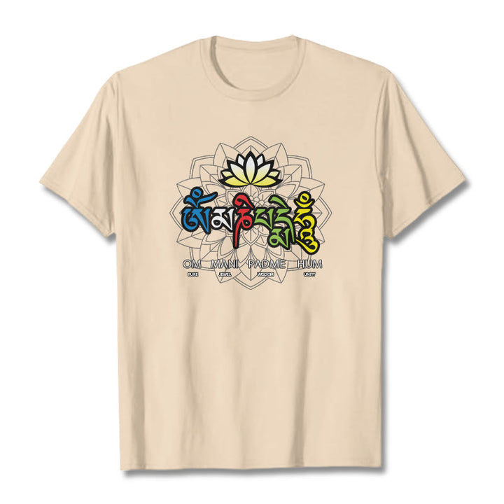 Buddha Stones Om Mani Padme Hum Lotus T-Shirt - Biskuit - 2XL - image 17