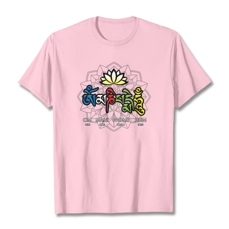 Buddha Stones Om Mani Padme Hum Lotus T-Shirt - Hellrosa - 2XL - image 13