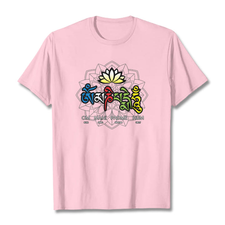 Buddha Stones Om Mani Padme Hum Lotus T-Shirt - Hellrosa - 2XL - image 13