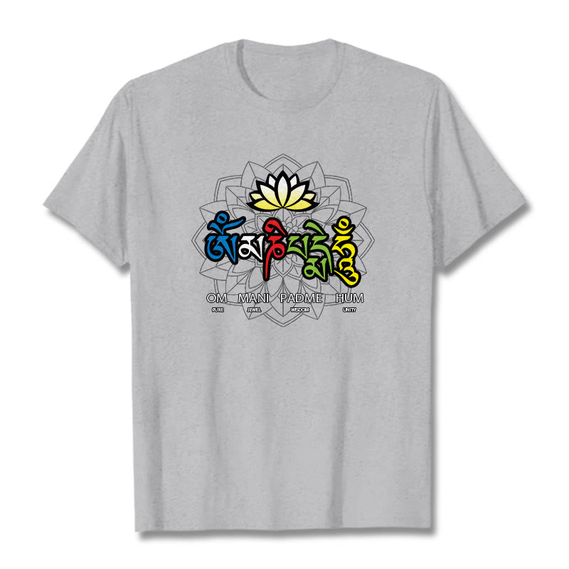 Buddha Stones Om Mani Padme Hum Lotus T-Shirt - Hellgrau - 2XL - image 19