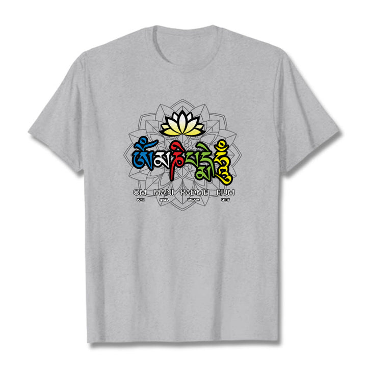 Buddha Stones Om Mani Padme Hum Lotus T-Shirt - Hellgrau - 2XL - image 19