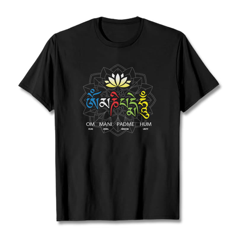 Buddha Stones Om Mani Padme Hum Lotus T-Shirt - Schwarz - 2XL - image 0