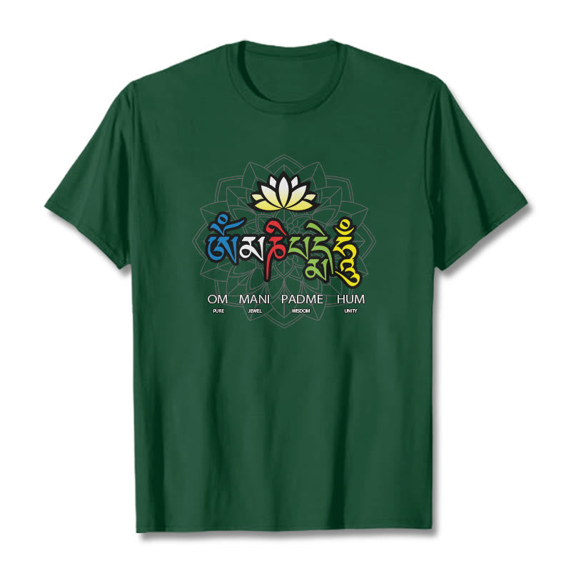Buddha Stones Om Mani Padme Hum Lotus T-Shirt - Waldgrün - 2XL - image 5