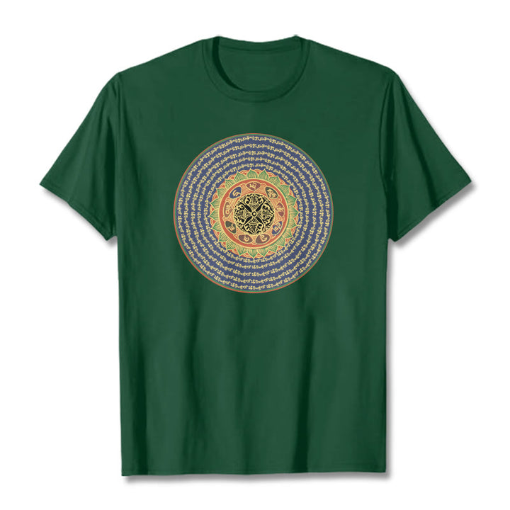 Buddha Stones 108 Om Mani Padme Hum Mantra Sanskrit T-Shirt - Waldgrün - 2XL - image 9