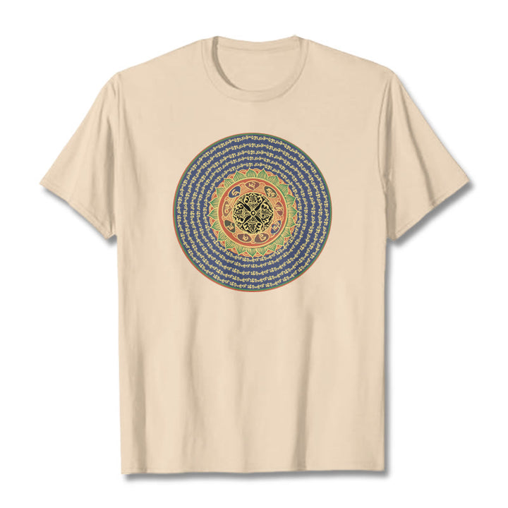 Buddha Stones 108 Om Mani Padme Hum Mantra Sanskrit T-Shirt - Biskuit - 2XL - image 14