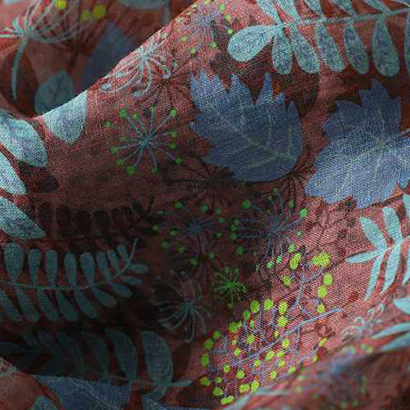 Buddha Stones Sommerhose für Damen, Blau, Blätter, Pflanzen, mit Taschen - image 7