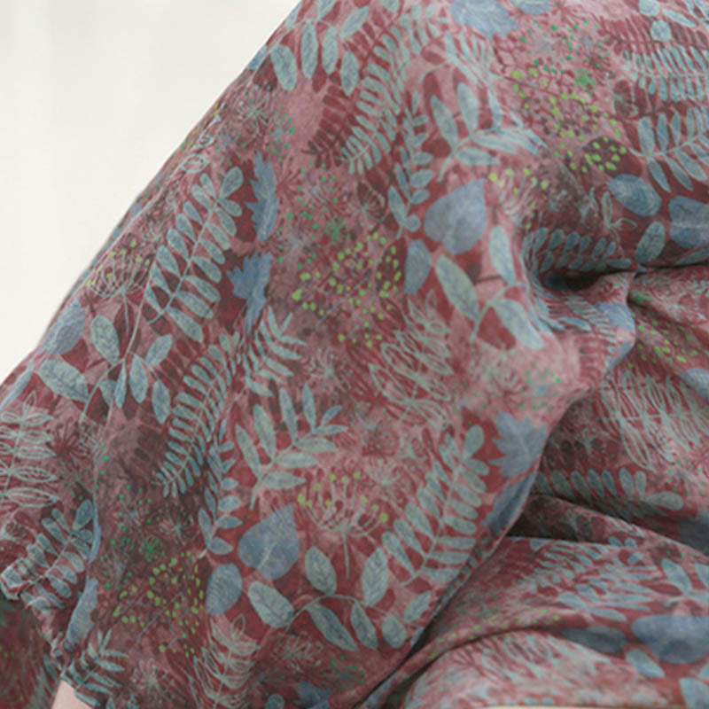 Buddha Stones Sommerhose für Damen, Blau, Blätter, Pflanzen, mit Taschen - image 8