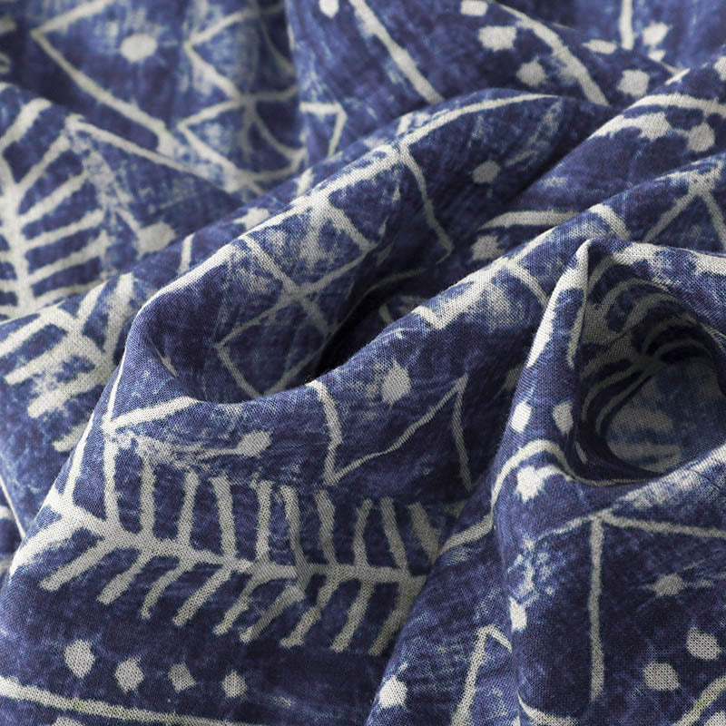 Buddha Stones – Weite Hose aus Baumwollleinen mit blauem Streifen-Print und Taschen - image 7