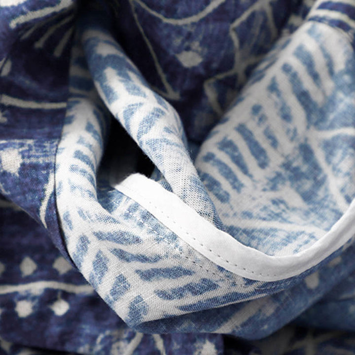 Buddha Stones – Weite Hose aus Baumwollleinen mit blauem Streifen-Print und Taschen - image 9