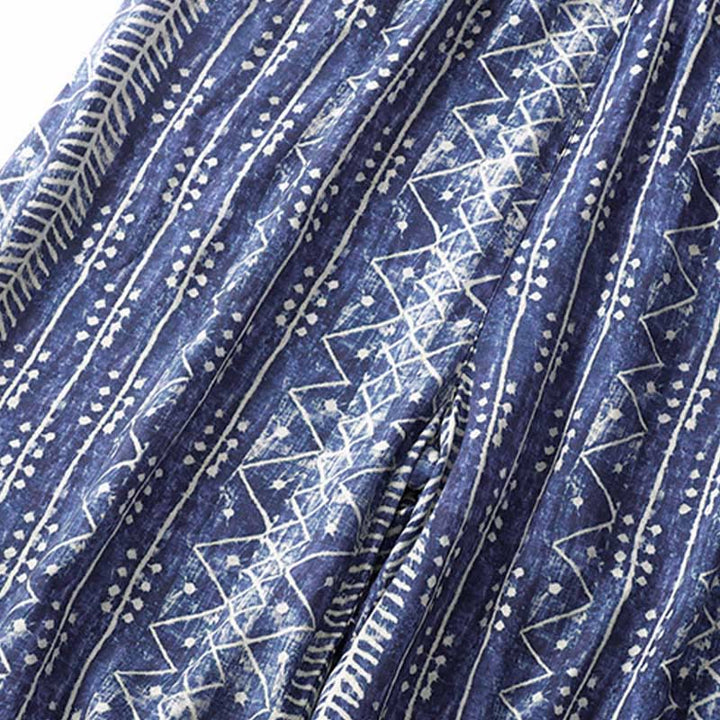 Buddha Stones – Weite Hose aus Baumwollleinen mit blauem Streifen-Print und Taschen - image 7