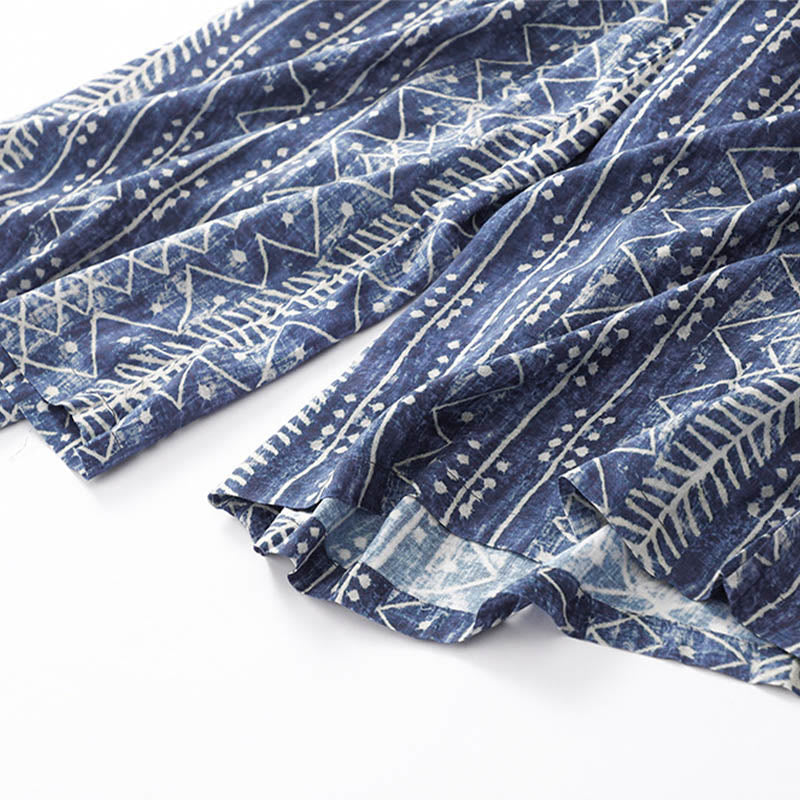 Buddha Stones – Weite Hose aus Baumwollleinen mit blauem Streifen-Print und Taschen - image 11