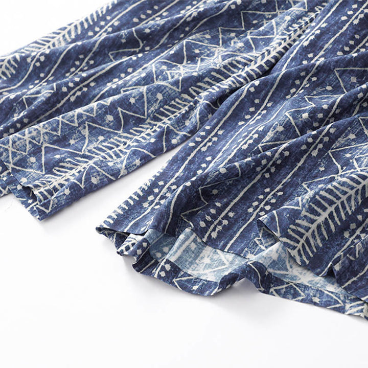 Buddha Stones – Weite Hose aus Baumwollleinen mit blauem Streifen-Print und Taschen - image 11