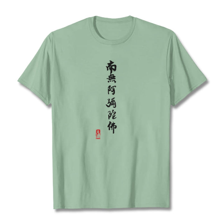 Buddha Stones Nan Wu E Mi Tuo Fo T-Shirt - Blassgrün - 2XL - image 16