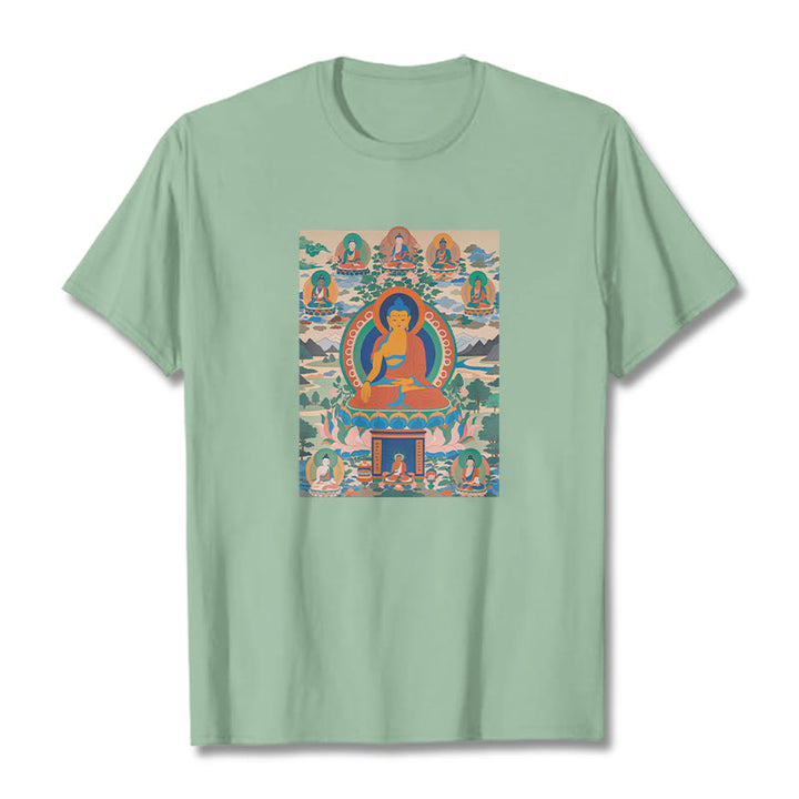 Buddha Stones ​​Die Medizin Buddha Sutra Verwandelt In Kunst T-shirt - Blassgrün - 2XL - image 15