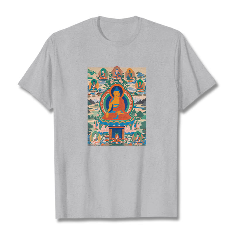 Buddha Stones ​​Die Medizin Buddha Sutra Verwandelt In Kunst T-shirt - Hellgrau - 2XL - image 18