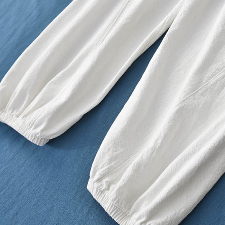 Buddha Stones – Einfarbige Hose aus Ramie-Leinen-Baumwolle mit Taschen - image 30